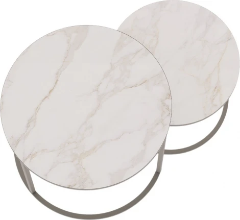 Комплект журнальных столов Слайн Верона керамогранит 40/50 белый глянец/титан 5577819201