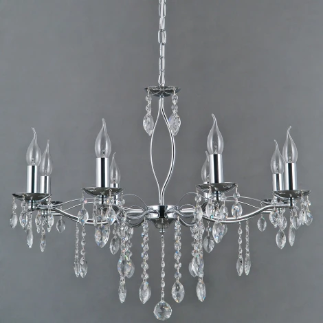 Подвесная люстра ILLUMICO IL0266-8PSQ-24 CR CASTOR (220V, на цепи, подсвечник, свеча)