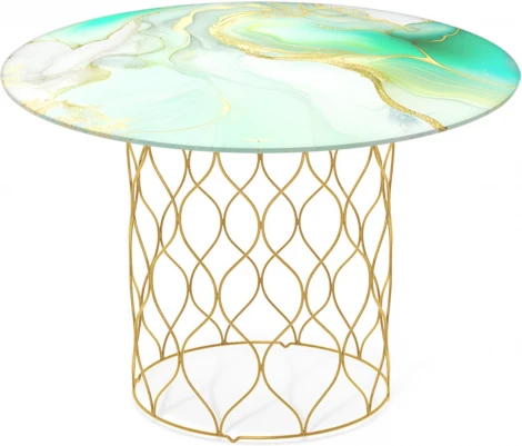 Столик журнальный Sheffilton SHT-TU49/TT32 60 СТЕКЛО/МДФ золото/лазурно голубой