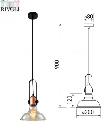 Подвесной светильник Rivoli Leila 4093-201 (220V, на проводе)