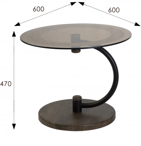 Стол журнальный Дуэт 13Н черный/дуб маррон/тонированное от фабрики Mebelik