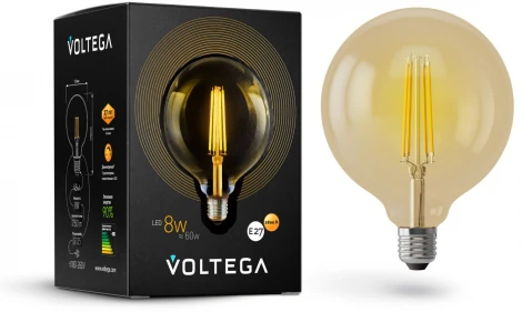 Лампочка светодиодная E27 8 Вт 750 lm 2800K теплое желтое свечение диммируемая Voltega Loft LED 6838