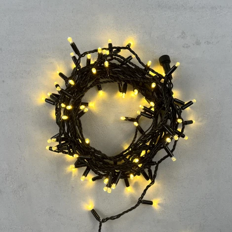 Гирлянда Нить с колпачком 10м золотой, 100 LED, провод черный ПВХ, IP65 Laitcom PST100CAP-11-2GL