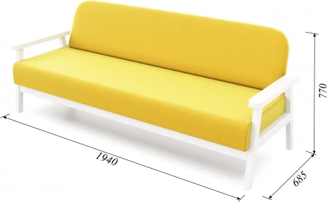 Диван Arsko прямой Флори Б белая эмаль велюр желтый