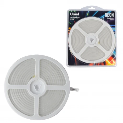 Светодиодная гибкая герметичная лента катушка 5м 4000К Uniel Neon ULS-N01-2835-120LED/m-6mm-IP67-DC12V-9W/m-5M-4000K блистер