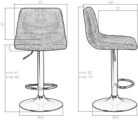 Стул барный DOBRIN TRAVIS (серый (VIVALDI15))