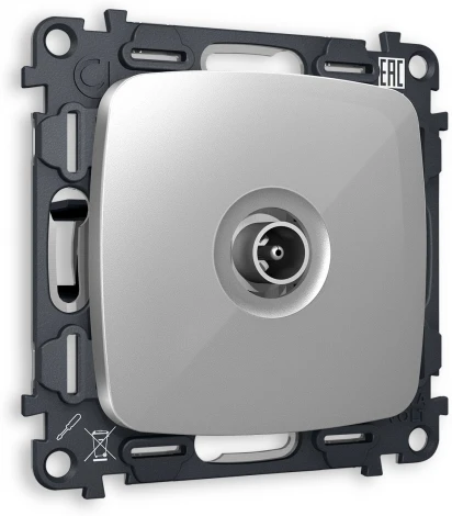 Комплект механизма Ambrella Volt TV розетки проходной OMEGA MO413030 Серебро глянец 5-1000 MHz 4dB QUANT