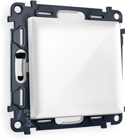 Комплект механизма Ambrella Volt 1-клавишного проходного выключателя ALFA MA101020 Белый глянец QUANT