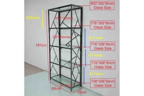 GY-SH8711BL Стеллаж стекло прозр/темн.хром 80*35*180см Garda Decor