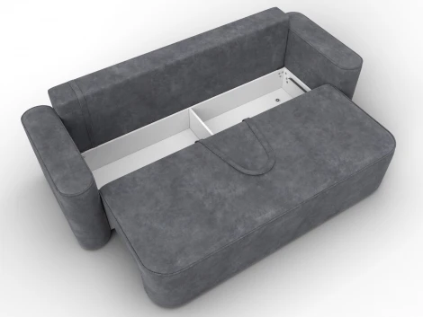 Диван прямой Лига-118 НПБ (ДСП,ЛДСП,Брус,Фанера,Велюр/Темно-серый) Лига Диванов 137068