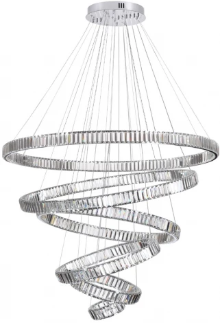 Подвесная люстра ярусная большая в виде спирали Odeon Light Vekia 4930/260L хром/прозрачный металл/хрусталь LED 260W VEKIA (220V, на тросе, спираль)
