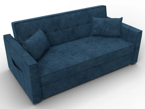 Диван прямой Лига-104 (160) (ЛДСП,Брус,Фанера,Велюр/Синий) Лига Диванов 134882
