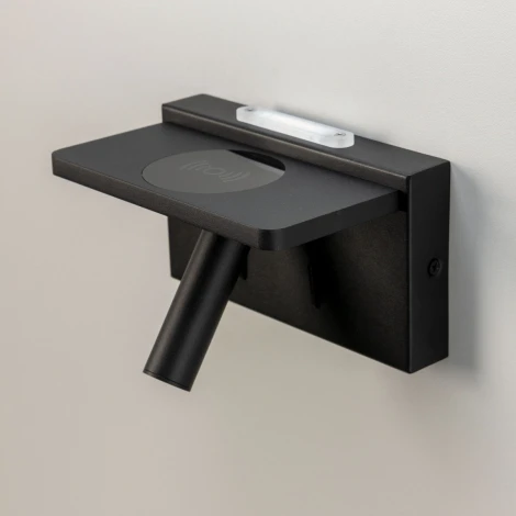 Настенный светильник с беспроводным ЗУ с полкой для чтения Декарт CL704371 LED USB QI (220V, выключатель)