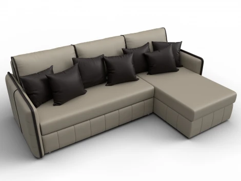 Диван угловой Лига-078 угол универсальный (ДСП/Пластик/Экокожа/Бежевый,Коричневый) Лига Диванов 130982
