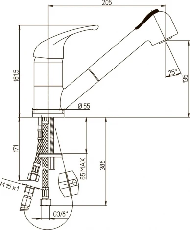 Смеситель Paini Creta 42CR568LMKM для кухонной мойки