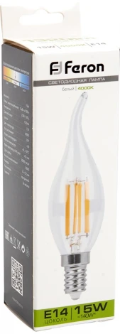 Лампа светодиодная Feron 38263 LB-718 Свеча на ветру E14 15W 4000K