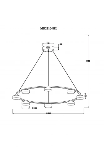 Подвесной светильник светодиодный MyFar Milla MR2310-8PL (220V, на тросе)