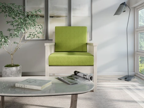 Кресло Arsko Норман беленый дуб зеленая рогожка