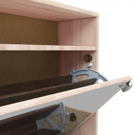 Обувница Leset Эдит 4S (ЛДСП,ПВХ,Зеркало/Дуб сонома) арт.2500000205095