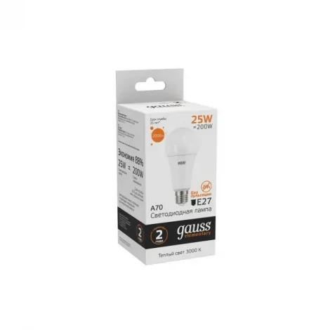 Лампочка светодиодная E27 25 Вт 2000 lm 3000K теплое желтое свечение Gauss Elementary 73215