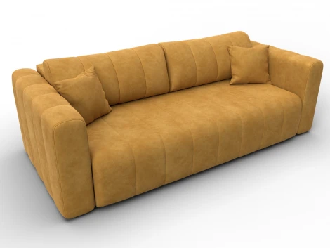 Диван прямой Лига-062 НПБ (ДСП,Фанера,ХДФ/Пластик/Велюр/Желтый) Лига Диванов 130266