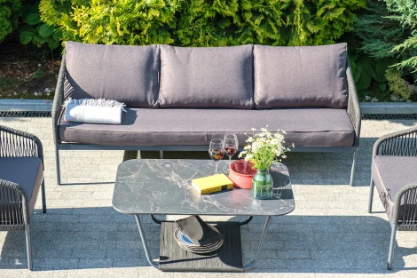 Лаунж-зона 5-местная плетеная из роупа (веревки), цвет темно-серый 4SIS Канны KANS3C2T-4-SET D-gray