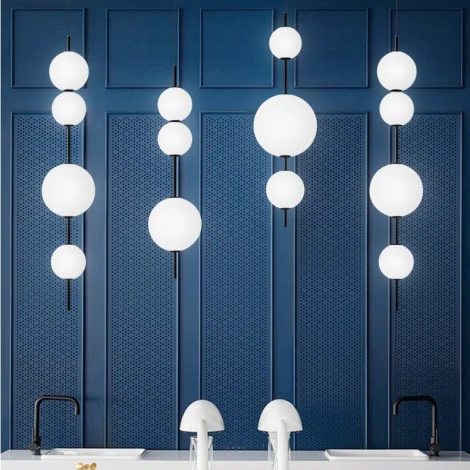 Подвесной светильник White Beads Pendant ImperiumLoft 40.2133-0 (85415-22) (LED, 220V, на проводе, шарики, бусы)