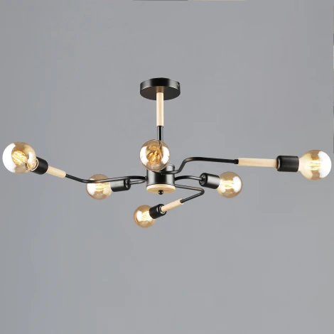 Потолочная люстра на штанге Reluce 10070-0.3-06 BK+WOOD