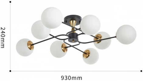 Потолочная люстра на штанге Arte Milano Neapolis-76808 276808/8 BK/GD (220V, шар)