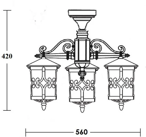 Потолочный светильник уличный Oasis Light FRANKFURT f15870A/3 Gb (220V, фонарь, IP44)