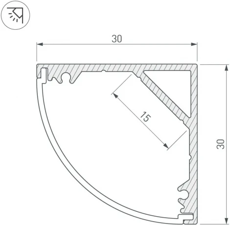 Профиль SL-KANT-H30-3000 ANOD (Arlight, Алюминий) 046182