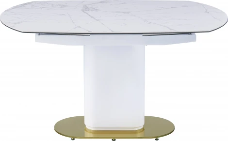 Стол обеденный раскладной Атриум-2 MC3035-120W, 120(30+30)х90х77 см, белая керамика IST-CASA