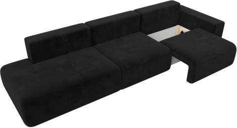 Диван прямой Лига-036 НПБ Модерн Лонг подлокотник справа (Черный/Велюр) Лига Диванов арт.121363