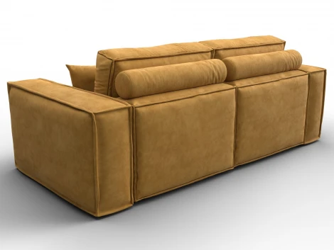 Диван прямой Лига-081 НПБ (ДСП/Пластик/Велюр/Желтый) Лига Диванов 130112