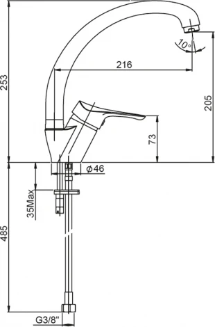 Смеситель Paini Dilos 76CR570KM для кухонной мойки