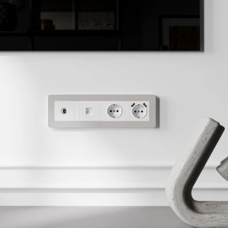 Рамка на 4 поста (дымчатый/белый, soft-touch) Werkel W0043067 (a067264)