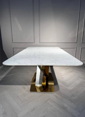 Стол обеденный IST-CASA Интерно Гранд MC3042-200WH, 200х100х75 см, белый мрамор/золото