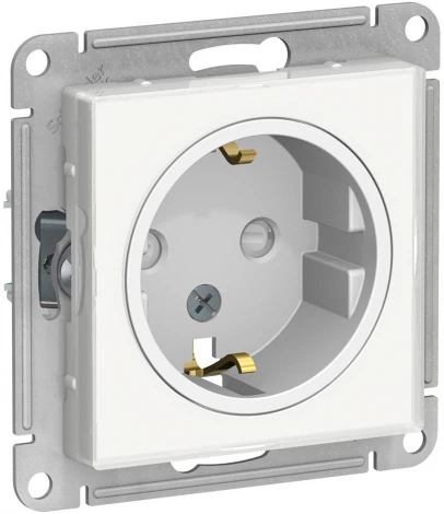 Розетка встраиваемая с заземлением и шторками (белый) Systeme Electric AtlasDesign ATN200145