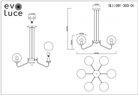 Подвесная люстра Scorze SLE1097-303-06 Evoluce