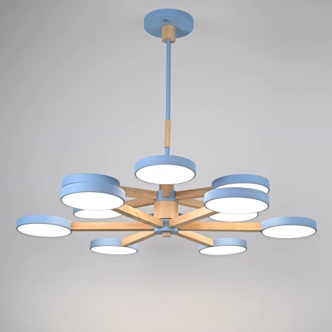 Потолочная люстра Wi-Fi на штанге Turna Dbl L12 Blue By ImperiumLoft Turna-Dbl01 (LED, 220V, голосовое управление, умный дом - Алиса)