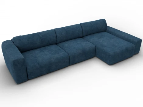 Диван угловой Лига-066 НПБ Лонг угол правый (ЛДСП,Фанера,Брус,Велюр/Синий) Лига Диванов 131219