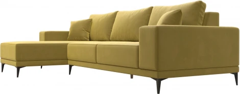 Диван угловой Льюес левый (Желтый/Микровельвет) Лига Диванов арт.122403L