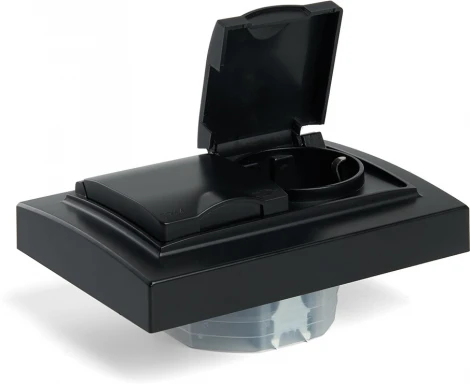 Розетка двойная с заземлением и защитной крышкой (черный) Stekker Эрна 49138