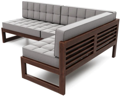 Диван Arsko угловой Сега У орех велюр серый