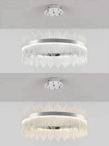 Подвесная люстра светодиодная нимб с пультом ДУ, моб. приложением 160W, хром, LED Natali Kovaltseva INNOVATION STYLE 83161 (регулировка яркости, 220V, на тросе, круглые)
