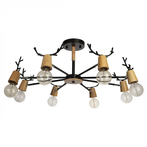 Потолочная люстра на штанге Loft IT Sven 10024/8 Black (220V, рога)