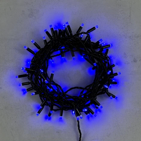 Гирлянда Нить с колпачком 10м синяя 220В, 100 LED, провод черный ПВХ, IP65 Laitcom PST100CAP-11-2B