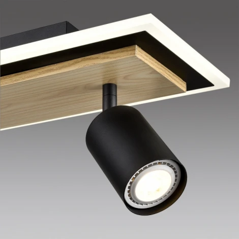 Настенный светильник со спотами Lumion Pine 8025/20WL черный/дерево, металл/МДФ LED GU10 3*10W + LED 20W 220V