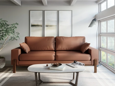 Диван Arsko прямой Хангель экокожа коричневая