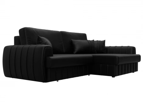 Диван угловой Лига-057 НПБ угол правый (ЛДСП,Брус,Фанера/Пластик/Экокожа/Черный) Лига Диванов 130034